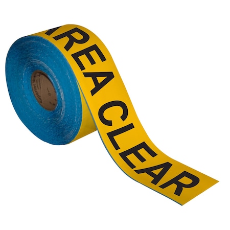 Superior Mark Floor Marking Message Tape, 4in x 100Ft , KEEP AREA CLEAR IN-50-623I